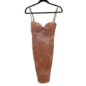 Girl In Mind Elegant Lace Slip Dress Mauve Pink Size Small Lace Overlay Feminine